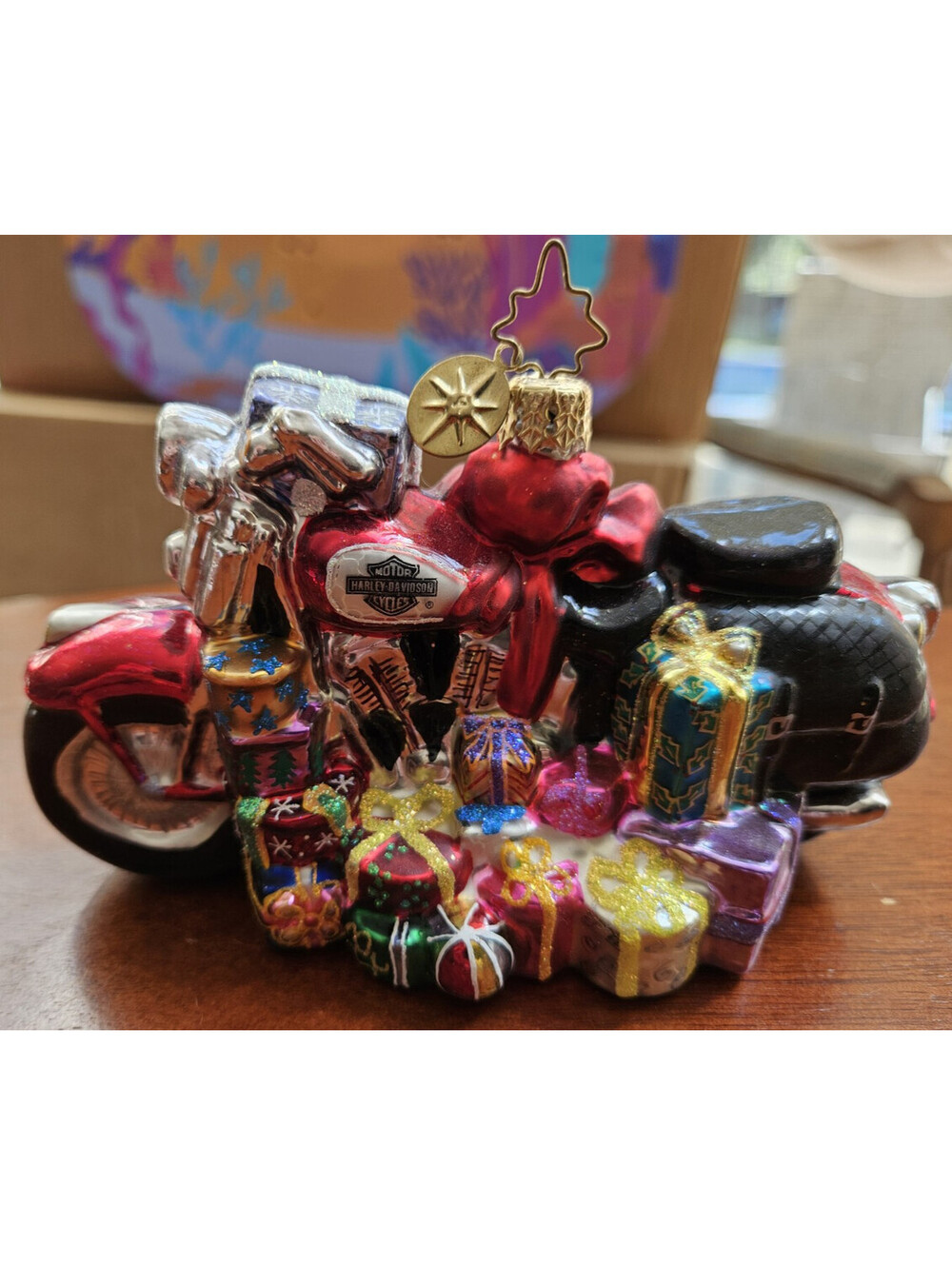 Retired 2003 Christopher Radko Motorcycle DECK THE HARLEY Christmas Ornament